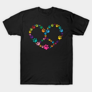 Dog Paw Print Heart Peace Sign Dog Lovers T-Shirt